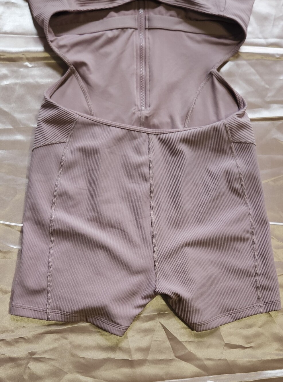Adidas Mauve Ribbed Zip-Front Unitard - Picture 7 of 10
